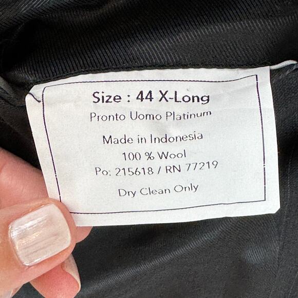 NWT Pronto Uomo Black Pinstripe Wool Platinum 2 Button Blazer Size 44 X-Long - Picture 12 of 16